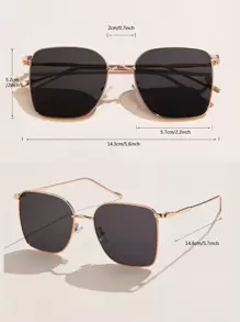 1pc Women's Metal Oversized Square Frame Fashion Glasses, Elegant Vintage Casual Design Suitable For Daily Wear Beach Accessories For Women Glasses Shades Basics Fall Winter Women Outfits Clothes Business Casual Gifts For Summer Beach Vacation,Outdoor,Travel - Dark Grey - View 6