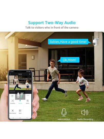 ANRAN Security Camera Outdoor Spotlight Siren, 2K 2.4g WiFi PTZ Wired 360° View, Night Vision, IP66 Waterproof, Two Way Audio, SD Cloud Storage, P2 Wit view 6