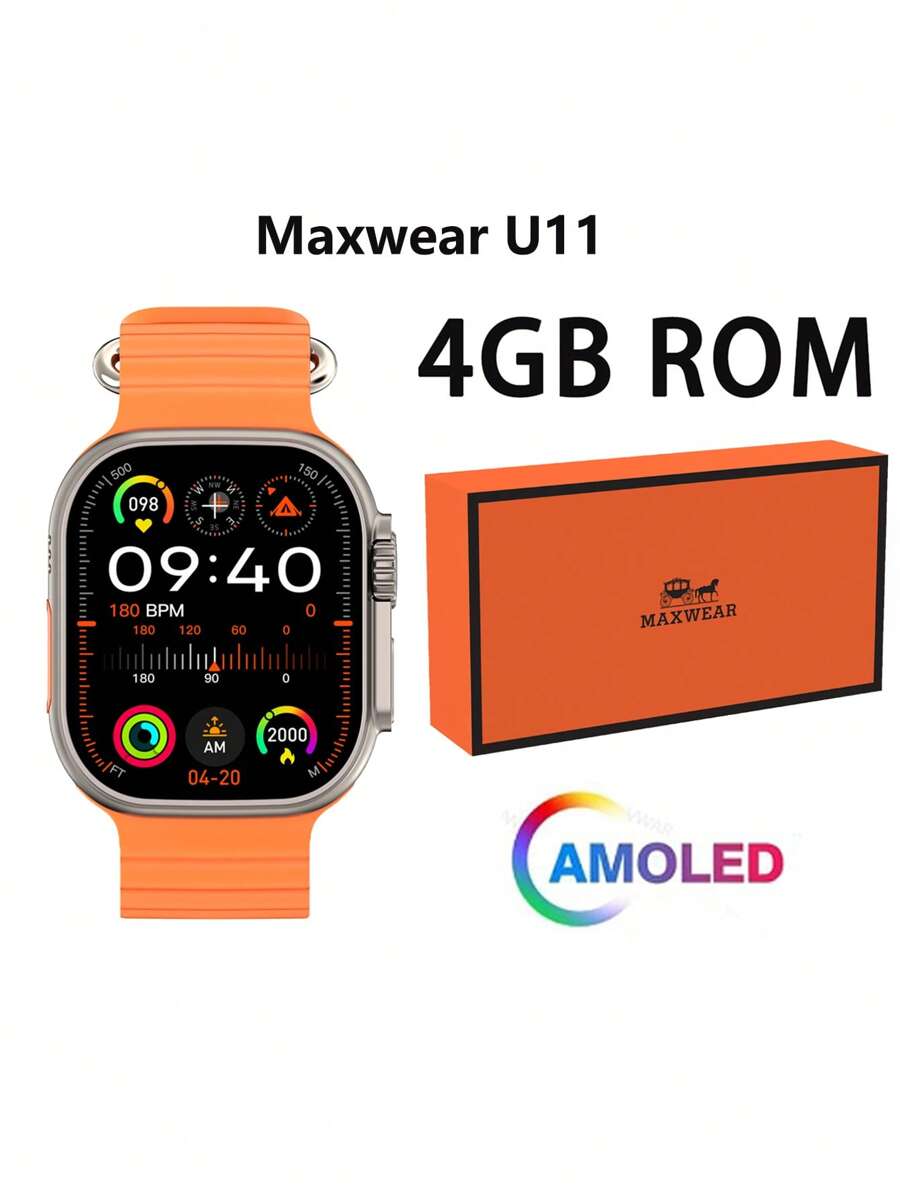 U11 Smart Watch Smartwatch Lsland Compass Series 9 Sports Watch Bluetooth Call Fitness Health Monitoring - 橘色 - 查看 1