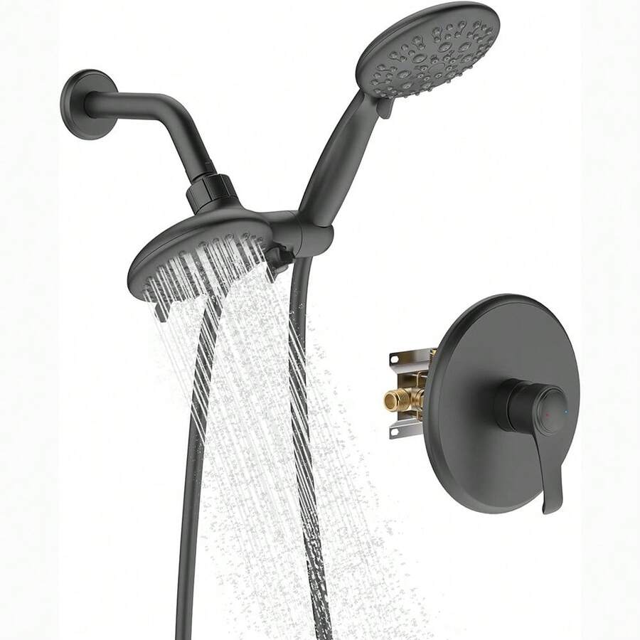 Shower System with 6 Mode Bathtub Handheld Showerhead & Rain Shower Combo Set, 2 in 1 Shower Head Combo