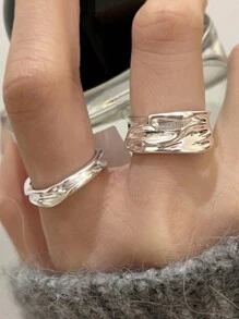 2 piezas de anillos de pareja minimalistas y dulces con pentagrama de cobre y circonita, apropiados para fiestas, eventos y uso diario, regalo de San Valentín, mamá, madre, Día de la Madre