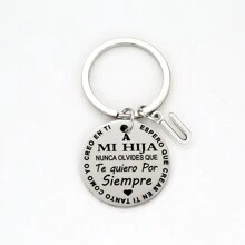 1 件字母图案圆形吊饰钥匙扣情人节 - 銀色 - 查看 12