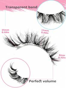 Asiteo 7 Pairs 3D Natural Transparent False Eyelashes With Lashes, Natural Delicate Faux Mink Eyelashes, Fluffy Curly Cat Eye False Lashes - 黑色 - 查看 7