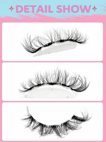 Asiteo 7 Pairs 3D Natural Transparent False Eyelashes With Lashes, Natural Delicate Faux Mink Eyelashes, Fluffy Curly Cat Eye False Lashes - 黑色 - 查看 6
