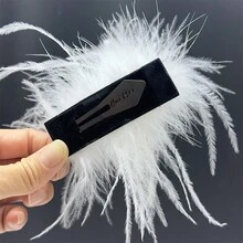 1入組超級仙女白色羽毛女士髮夾,優雅的派對和舞蹈髮飾 - 白色 - 查看 5