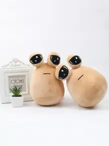 1入大眼外星人毛絨玩具娃娃,簡約家居裝飾 - 駝色 - 查看 4