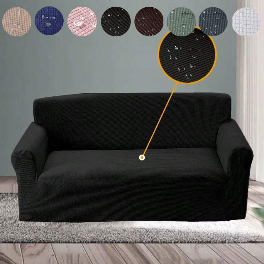 1件防水玉米絨沙發套 - 黑色 - 查看 1