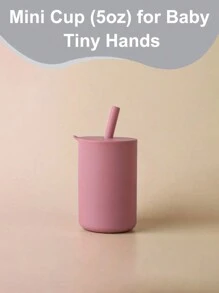 1 件 150ml 婴儿吸管杯 5oz 幼儿饮水杯带硅胶手柄适合婴儿学习使用吸管儿童便携式更实用喂食杯适合第一阶段 - 粉色 - 查看 5