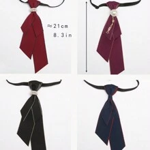 1 件兒童領帶、學院風領帶、夾式領帶、女孩制服吊墜領帶 - 黑色 - 查看 4