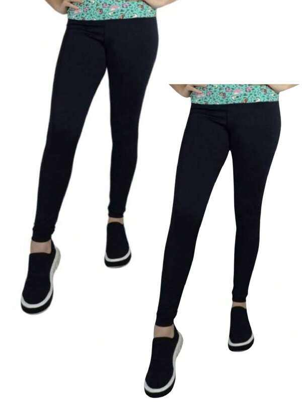2 Calças Legging Infantil Juvenil Menina Suplex Básica