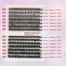 D-Curl Wimpernverlängerungs-Set, Schwarze individuelle Wimperncluster Curl 30D+40D 280 Stück, 9-16mm gemischte individuelle Wimperncluster zum Selbermachen Zuhause, D-Curl Wimpern, dicke Wimperncluster mit Wimpernkleber und Applikator für die Selbstanwendung Zuhause