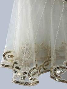 派对 1 件装 女士亮片装饰时尚披肩 适合日常装饰 女士斗篷 - 米色 - 查看 6