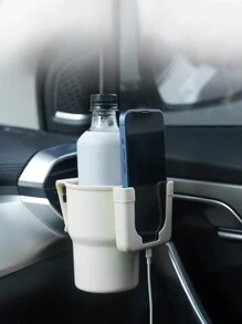 1入組車用多功能杯架和手機支架,車用飲料茶杯固定座帶透氣孔夾緊固定 - 米色 - 查看 1