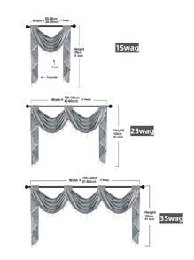 1pc Solid Color Hollow Out Embroidered European Style Luxury Curtain With Beaded Edge, Italian Material, Adjustable Width, Suitable For Living Room, Bedroom, Window And Door Decoration - Grey - View 3
