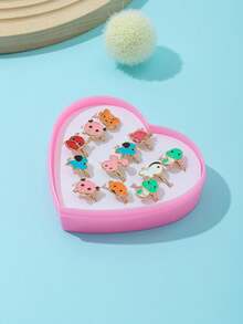 12枚可調式兒童卡通戒指(款式隨機) - 彩色 - 查看 1