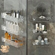 1 件装免打孔壁挂式浴室收纳架，镂空转角架，安装后请 24 小时内使用。家居浴室装饰，浴室收纳整理，秋季装饰，返校季浴室用品。 - 白色 - 查看 1