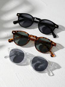 3 件装女士小圆框指甲装饰复古眼镜，适合日常佩戴、休闲外出和女友礼物 - 彩色 - 查看 1