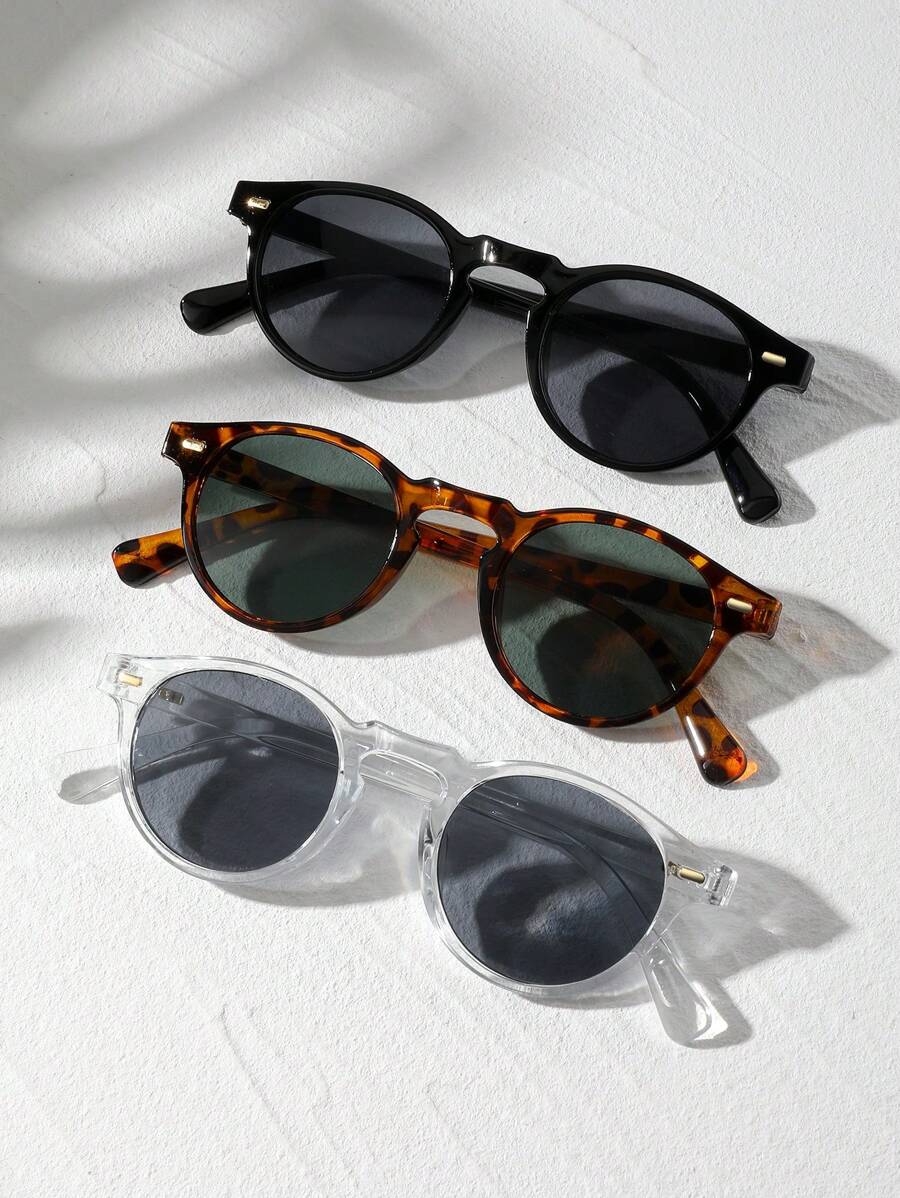 3 件装女士小圆框指甲装饰复古眼镜，适合日常佩戴、休闲外出和女友礼物 - 彩色 - 查看 1