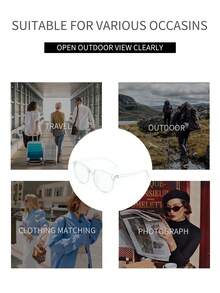 1 件女士塑料几何时尚眼镜和变色眼镜，适合时尚日常装饰 - 無色 - 查看 5