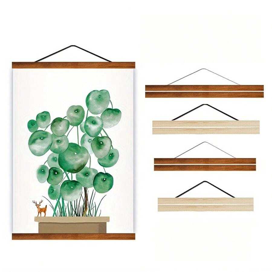 Diy 鑽石畫木框相框掛軸油畫油畫海報掛架附夾條家居牆面裝飾 - 松木色 - 查看 1