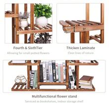UNHO Plant Stand, Wooden Plant Shelf Indoor Plant Holder Flower Stand Outdoor Plant Rack Garden Display Ladder Planter Multi Plant Pot Holder 45.3"X9.8"X38" - màu nâu - Xem 7