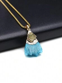 1 件天然半宝石不对称水晶簇吊坠项链适合男士和女士日常佩戴 - 不規則形 - 查看 16