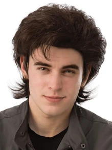 深棕色 80 年代男士假发短款 70 年代迪斯科发型男士假发男士摇滚 80 年代派对角色扮演服装动漫摇滚假发 - 棕色 - 查看 1