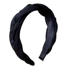 2022新款高式女性頭帶,秋冬扭結編織清洗臉部防水頭帶,精美髮飾 - 綠色 - 查看 5