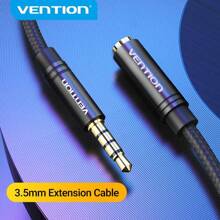 Vention 耳機延長線 3.5 公釐輔助延長線 3 環 4 極公對母立體聲音訊線鍍金相容筆記型電腦、智慧型手機、耳機、平板電腦 - 黑色 - 查看 2