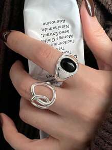 2 piezas de anillos de pareja minimalistas y dulces con pentagrama de cobre y circonita, apropiados para fiestas, eventos y uso diario, regalo de San Valentín, mamá, madre, Día de la Madre