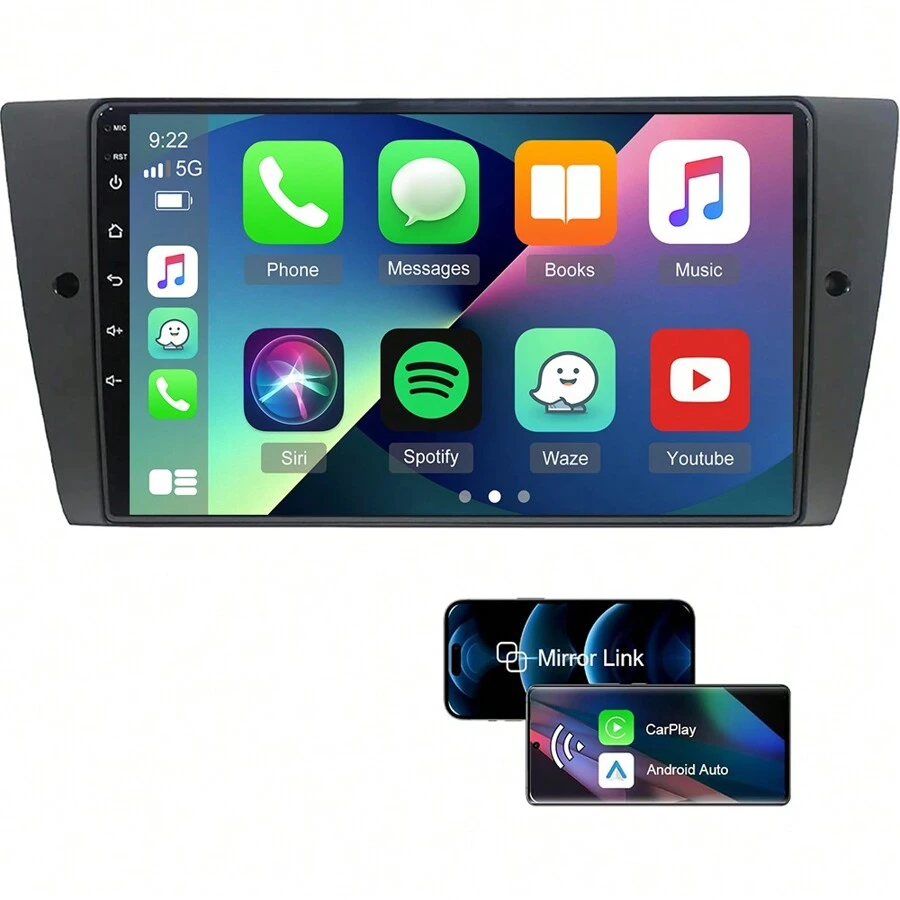 9'' Android Touchscreen Car Stereo Receiver 4+64G For BMW E90/E92/E93 2005-2012 With Mirror Link&Wireless Carplay&Android Auto, With GPS Bluetooth WiFi - 黑色 - 查看 1