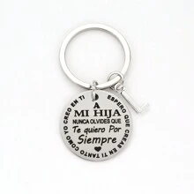 1 件字母图案圆形吊饰钥匙扣情人节 - 銀色 - 查看 11