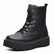 Boot Shop Festa Junina Coturno Feminino Falcucci Bota Trending Plataforma Tratorado Cano Curto - Preto - Visão 4
