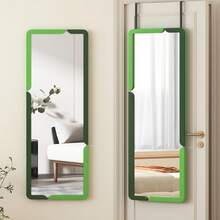 Vlsrka Door Mirror Full Length, 47"*15" Over The Door Hanging Mirror, Wall-Mounted Full Body Mirror For Bedroom, Modern Full Size Door Mirror, Wood Half Frame, Black White, Green - B-Xanh (1789) - Xem 1