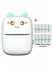 迷你無線便攜式熱敏紙袋式印表機，適用於Android或iOS應用程式，無墨水印表機，適用於家庭、辦公室、學習和工作清單列印 - 藍色 - 查看 1