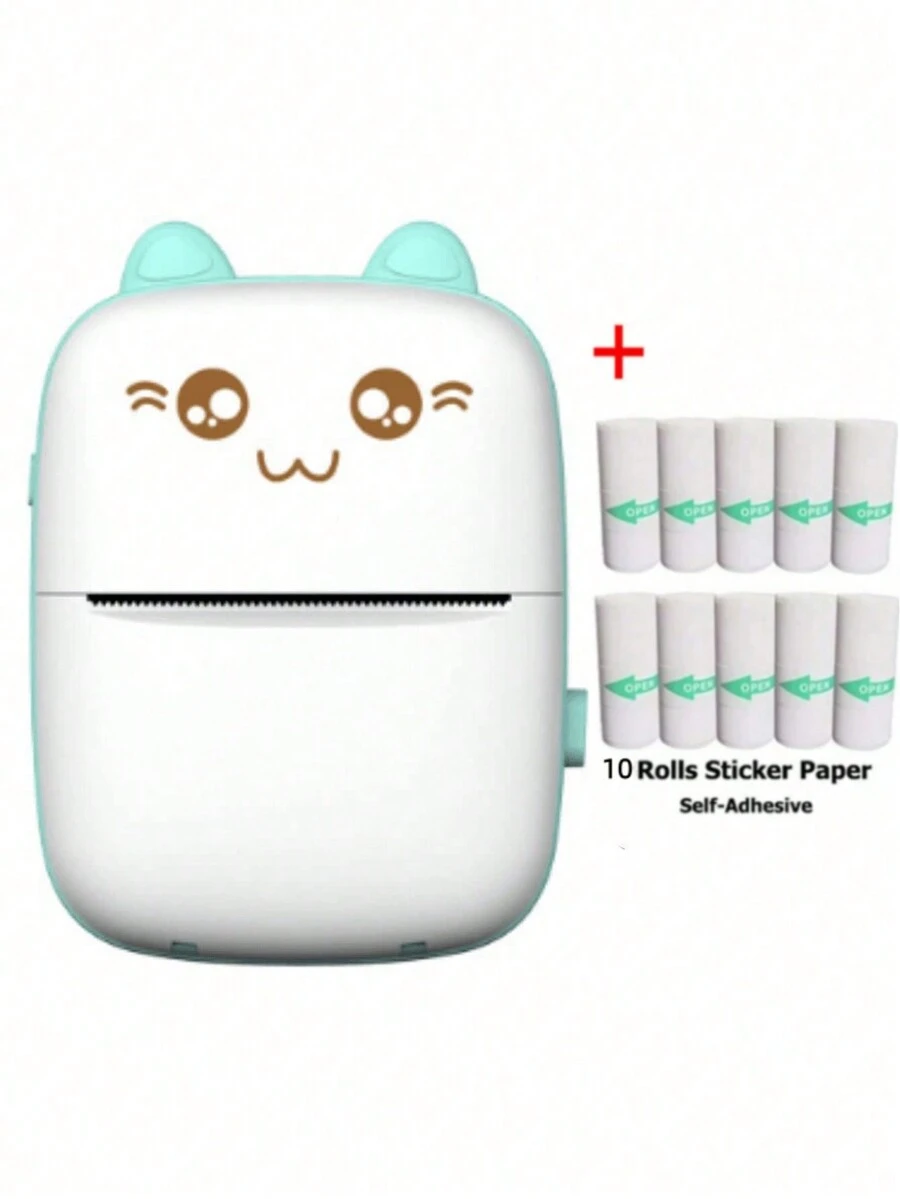 迷你無線便攜式熱敏紙袋式印表機，適用於Android或iOS應用程式，無墨水印表機，適用於家庭、辦公室、學習和工作清單列印 - 藍色 - 查看 1