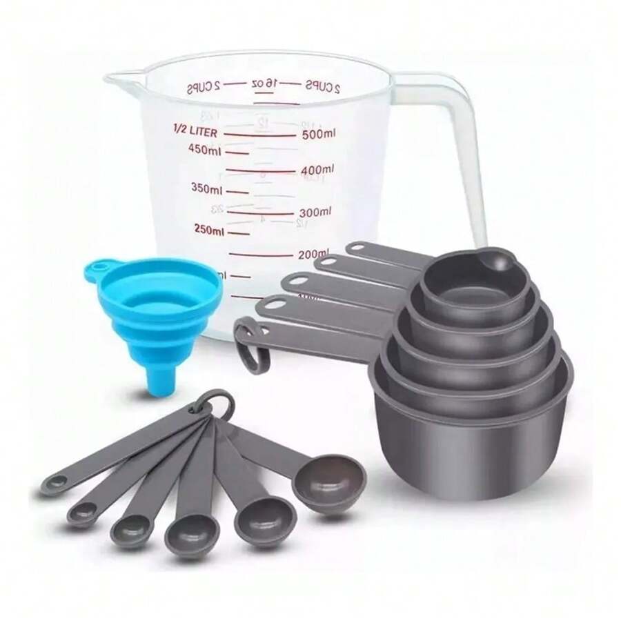 13pcs Juego De Tazas Cucharas Medidora Para Cocina Reposter Juego Cuchara Taza Medidora Cocina Reposteria,Juego Cuchara Taza Medidora Cocina Reposteria - Gris - Ver 1