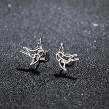 1Pair Stainless Steel Swallow Earrings Small Birds Pendant Animal Jewelry For Women Cute Hummingbird Ear Studs Gifts - Silver - View 11