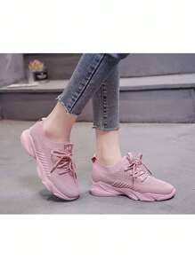 Tenis Deportivos Con Suela Blanda Transpirable Para Mujer - Rosa - Ver 5