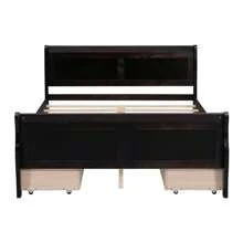 MERAX Full Size Wood Platform Bed With 4 Drawers And Streamlined Headboard & Footboard - Cà phê espresso - Xem 4