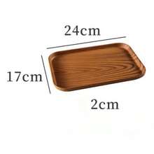 1pc Wooden Grain Effect Cup Tray For Kitchen, Bathroom, Restaurant, With Drainage Function - Coffee Brown - View 2