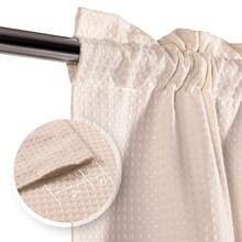 2pcs/Set Light Pink Waffle Weave Semi-Sheer Window Curtains. Waterproof Bathroom Window Curtains, Suitable For Cafe And Kitchen - Baby Pink - View 3