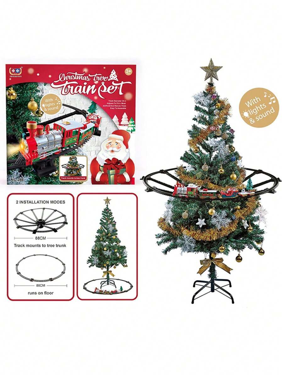 1 Pieza/set Tren De Juguete Colgante Para Árbol De Navidad Con Efectos Sonoros Y Luminosos Y Música De Navidad, De Color, Estilo Y Tamaño Aleatorios Para Decoración Navideña, 31 Piezas Incluidas - Multicolor - Ver 1