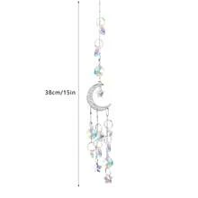 銀色月亮和星星吊墜捕夢網,帶有彩色太陽、花園水晶掛飾、創意生日或情人節禮物給孩子 - 銀色 - 查看 2