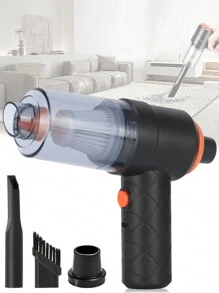 三合一便攜式小型無線手持式吸塵器,帶可充電5500pa強力吸力,適用於汽車、辦公室和家庭 - 黑色 - 查看 1