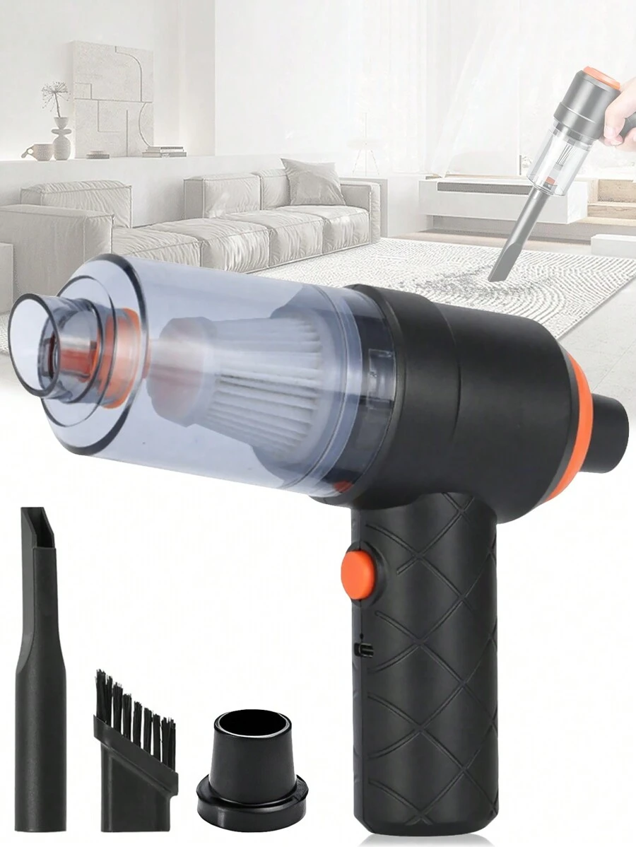 三合一便攜式小型無線手持式吸塵器,帶可充電5500pa強力吸力,適用於汽車、辦公室和家庭 - 黑色 - 查看 1