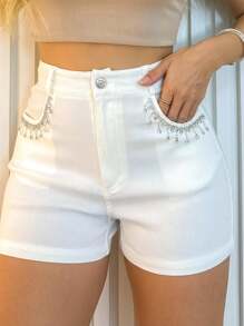 Women Shorts - 白色 - 查看 2