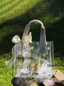 1pc/5pcs/10pcs Reusable Pvc Party Favor Gift Bag With Ribbon Handle And Waterproof Feature