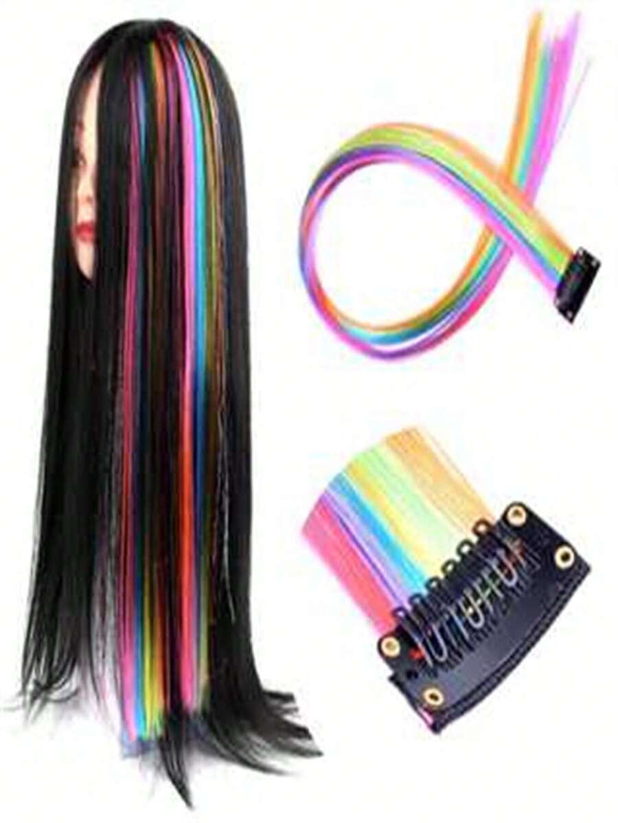 Mecha Colorida de Cabelo - Aplique Tic Tac - Multicolorido - Visão 1