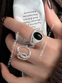 2 piezas de anillos de pareja minimalistas y dulces con pentagrama de cobre y circonita, apropiados para fiestas, eventos y uso diario, regalo de San Valentín, mamá, madre, Día de la Madre